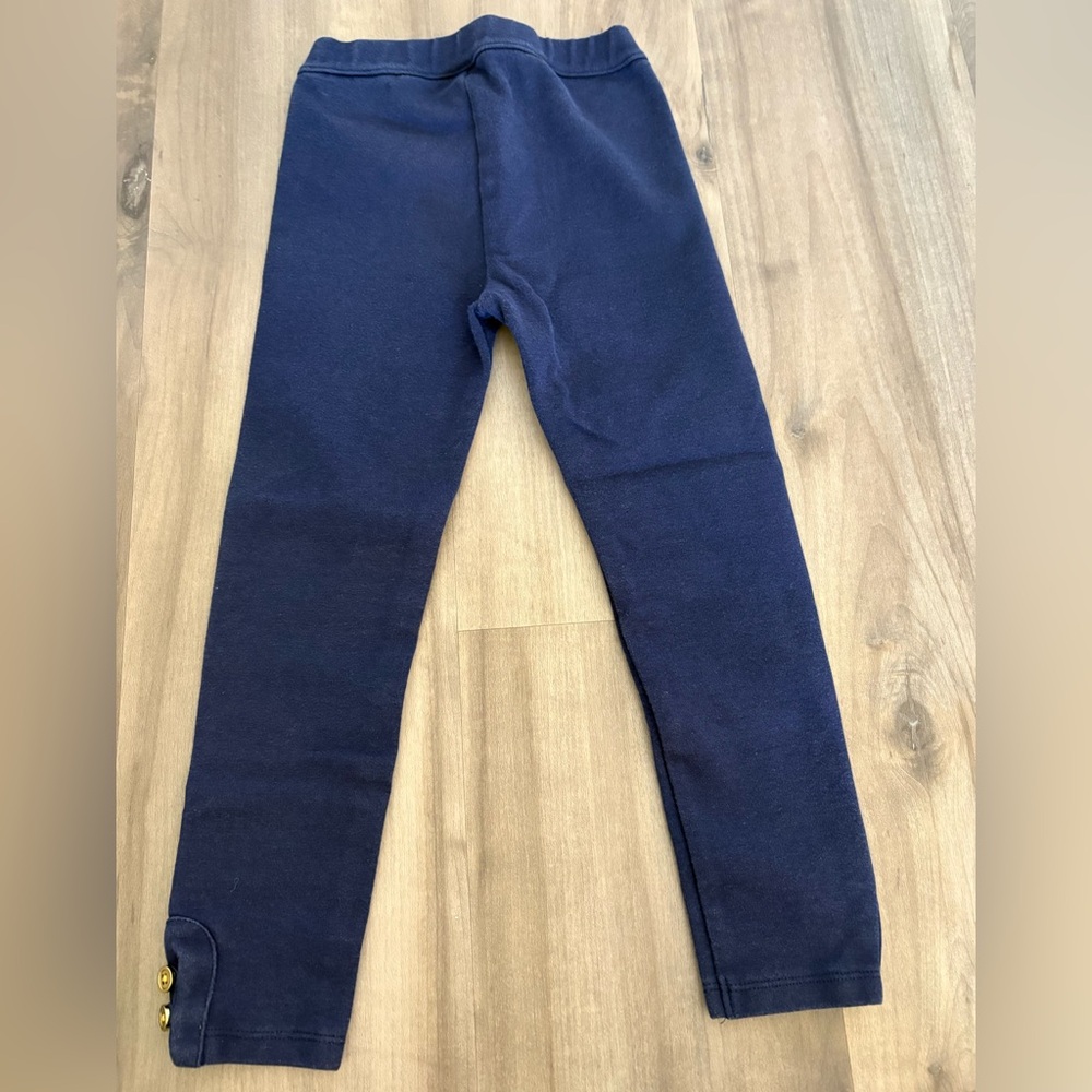 GIRLS JANIE AND JACK NAVY LEGGINGS WITH GOLD BUTTONS